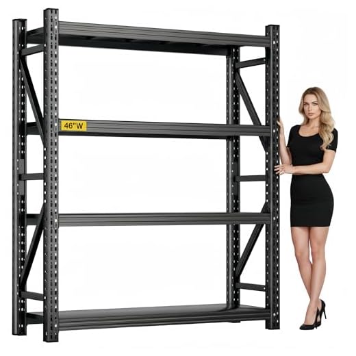 Nexvrtau Heavy Duty Garage Shelving, 46" W x 20" D x 71" H, 3500 LBS Capacity, 4-Tier Adjustable Metal Storage Shelves, Reinforced Steel Storage Rack for Garage, Basement, Utility Room