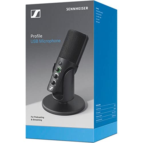 Image of Sennheiser Profile USB Condenser Microphone with Desktop Stand Bundle with Kellards Pop Filter and 5-Pack Cleaning Wipes