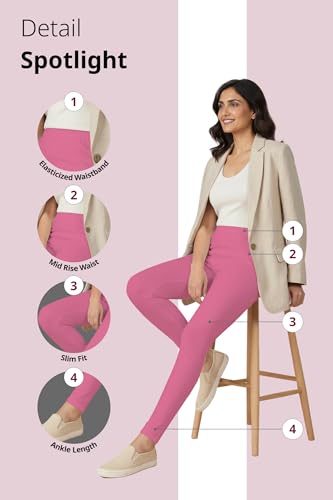 Image of Women's Cotton Lycra Ankle Length Leggings | Regular Rise, Soft 4 Way Stretch Fabric | Casual & Ethnic Wear
