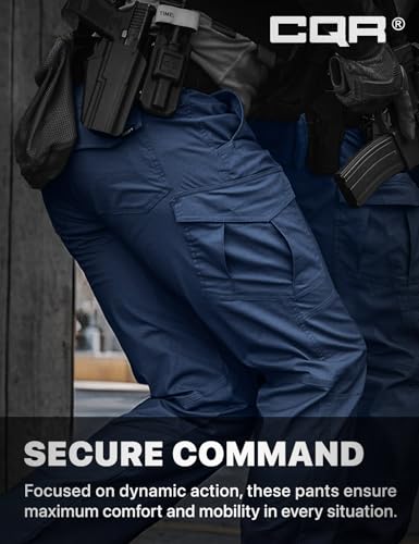 Image of CQR Men's Flex Ripstop Tactical Pants, Water Resistant Stretch Cargo Pants, Lightweight EDC Hiking Work Pants