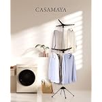 Clothes Drying Rack Foldable, 74.8 inch 2 Tier Laundry Drying Rack with Rotating Clothes Rail for 54 Pieces of Clothes, Space Saving, Indoor, Stainless Steel, Black and Silver CDR002B01 - Image 2