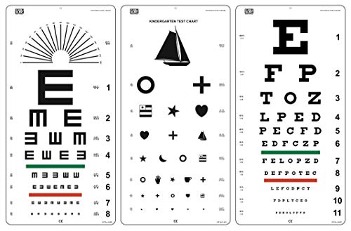Image of Snellen EFP, Kindergarten, E Illiterate with Astigmatic Chart Distance Vision Eye Chart (Pack of 3 Charts)