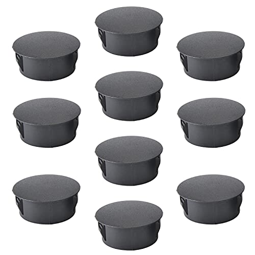 Image of Heyiarbeit 30pcs Hole Plugs 7 /8 inch / 22mm Nylon Plastic Round Snap in Type Locking Hole Tube Furniture Fencing Post Pipe Insert End Caps Black Tone