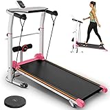 Qazqa 3 in 1 Multifunctional Folding Portable Manual Running Treadmill, Compact Walking Jogging...
