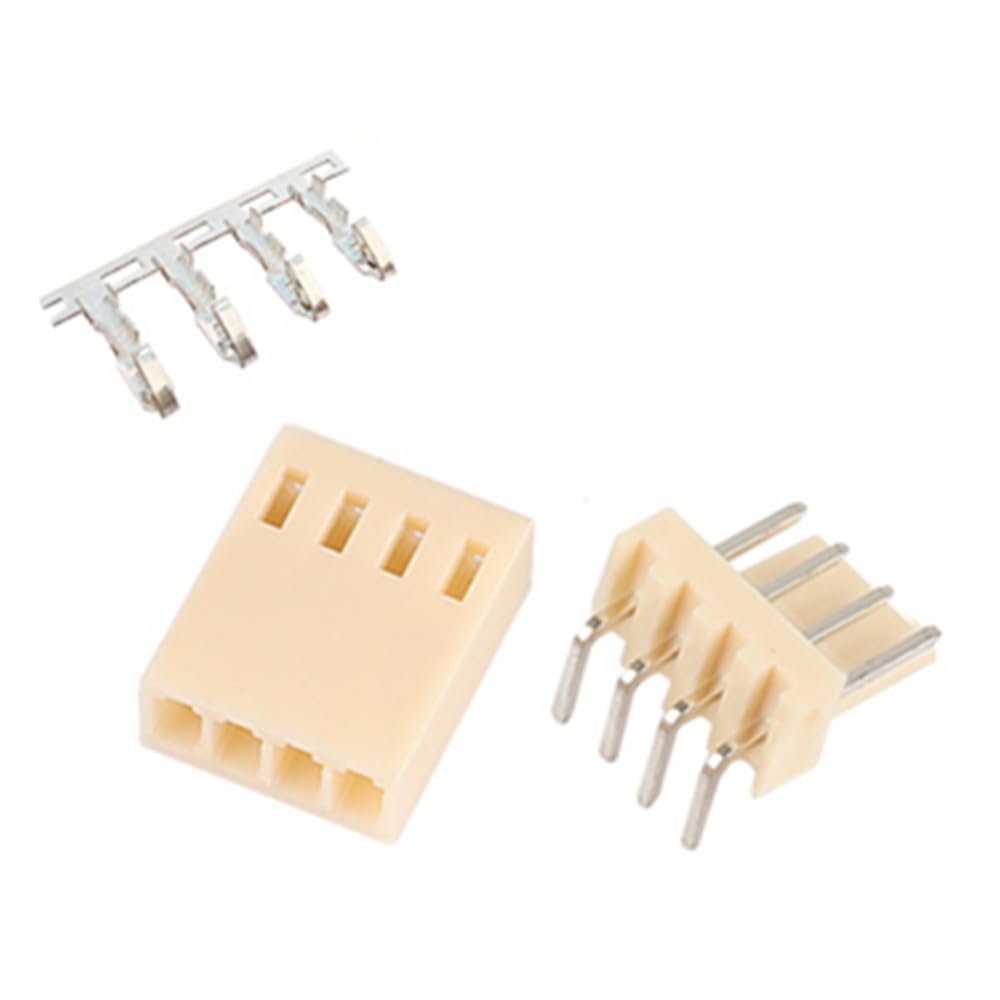 ELCOKITEX 100Sets 2.54mm Pitch 4Pin Connector Kits Including 90 Degrees Right Angle Male Pin Header + Socket Housing+ Crimp Terminal KF2510
