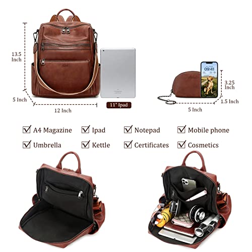 Image of AGLOD Leather Backpack Purse for Women Designer Ladies Shoulder Bag Fashion Faux Work Travel Handbags