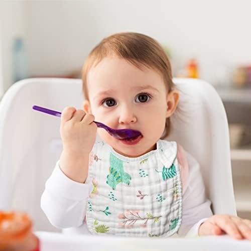 WATINC 6Pcs Newborn Girl Bibs Absorbent Baby Teething Bib Feeding Bib Soft Organic Cotton Adjustable Snap Bib Baby Burp Cloth, 6 Layer Cotton Bibs for Baby Girl Shower Birthday Gifts, 0-12 Months
