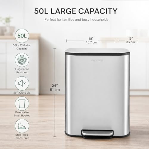 Caneca de basura rectangular acero inoxidable 50 litros miniatura 3