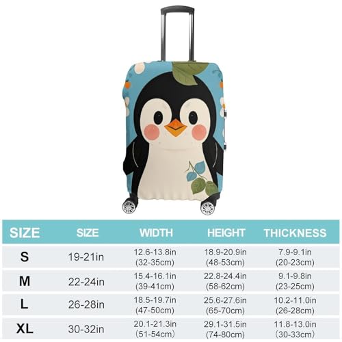 Cute Penguin Print Luggage Cover, Washable Elastic Suitcase Cover Protector Fit 18-32 Inch Luggage2