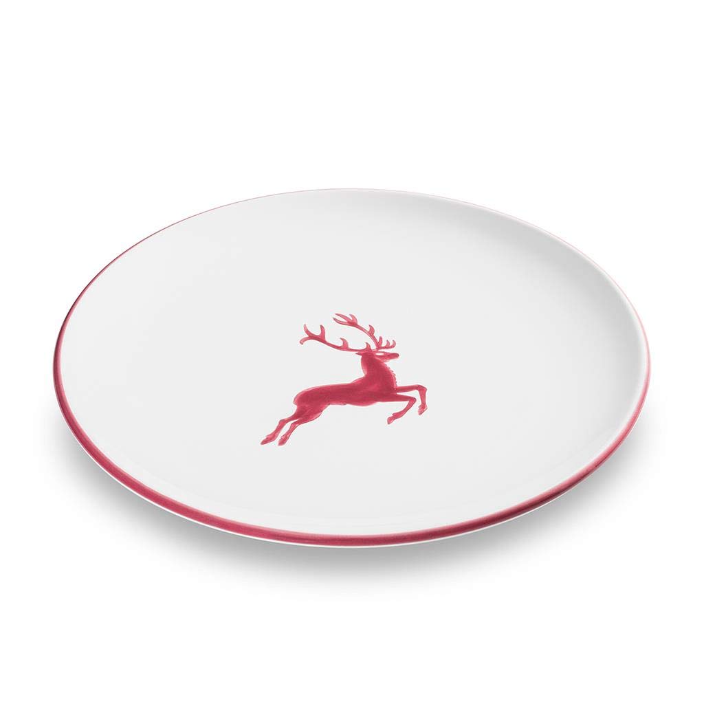 GMUNDNER KERAMIK Plato de cena | Diámetro : 25 cm | Ciervo rojo granate | Vajilla hecha a mano y con amor en Austria