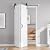 FREDBECK 48X84(Double 24x84) White Bi-fold Barn Door Sliding Folding Door Double Barn Door with 52" Hardware Kit & Handle,Solid MDF Door with Water-Proof PVC Surface for Closet,Assembly Required