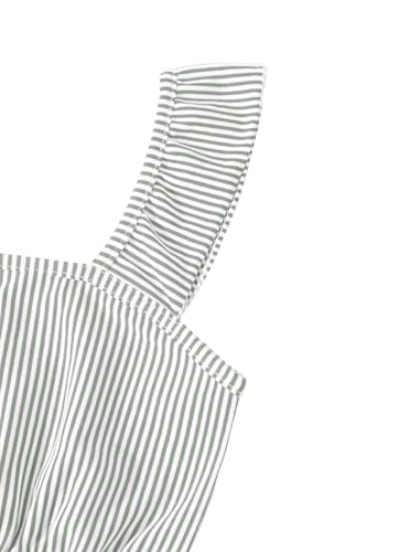 Image of Girl's Summer Clothing Sets Knit Ruffle Striped T-Shirt and Shorts 2 Piece Outfits