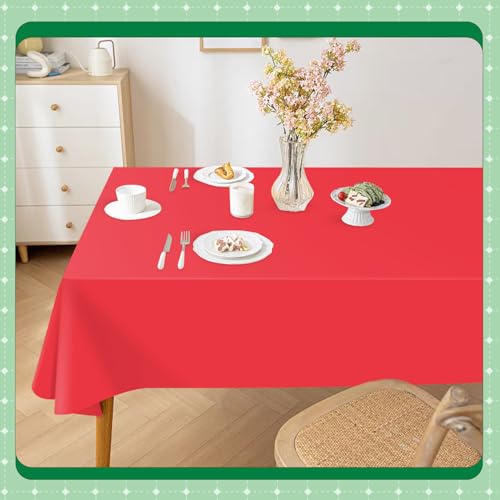 Image of Red 14 Pack 54 x 108 Inch Plastic Tablecloths, Disposable Rectangle Tablecloth, Party Table Cover Plastic Table Cloth