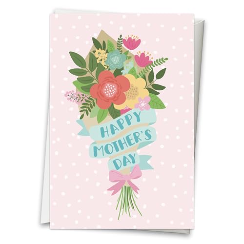 Hadley Designs Happy Mothers Day Card For Mom - 8x5.3in Mother's Day Card For Mom, Mother Gift Greeting Cards, Premium Single Mother Cards From Daughter and Son, Designed in USA