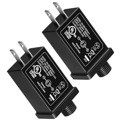 Image of 2PCS 24V 12W LED Power Supply, Class 2 Power Supply LED Transformer Replacement for Christmas String Lights, Waterproof IP44 US Plug Adapter