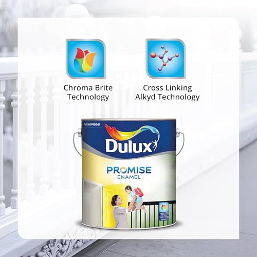 Image of Dulux Promise Enamel | Enamel Paint for Wall, Metal & Wooden Surfaces | Quick Drying, Rust Protection & Long Lasting Coverage, 4 Litres, Black