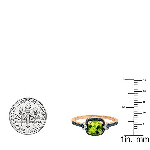 Dazzlingrock Collection 10K 6 MM Cushion Gemstone & Round Blue & White Diamond Ladies Engagement Ring, Rose Gold3