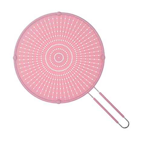 Cabilock Silicone Splashproof Oil Guard Pot Splatter Screen for Frying Pan Mesh Pot Lid with Long Handle Easy-Clean Kitchen Oil Cover Hangable Storage 19.68 X 12.59 X 0.59 in
