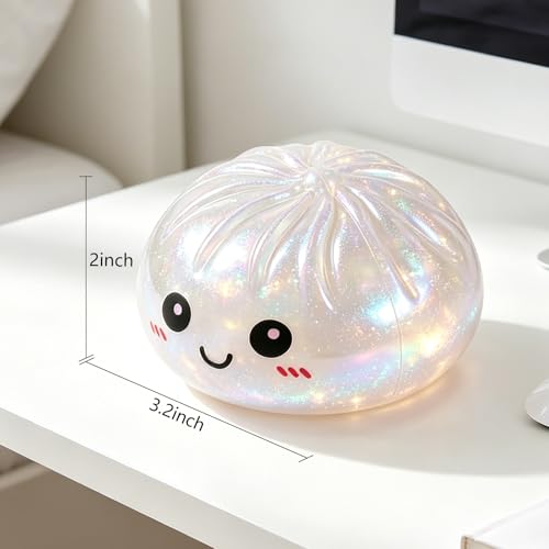 Dumpling Squishies, Glitter Dumpling Mystery Box, Colorful Dumplings Stress Balls Fidget Sensory Toy, Stocking Stuffers with Food Steamer Stretchy Desk Toys (Glitter Pink) - 3