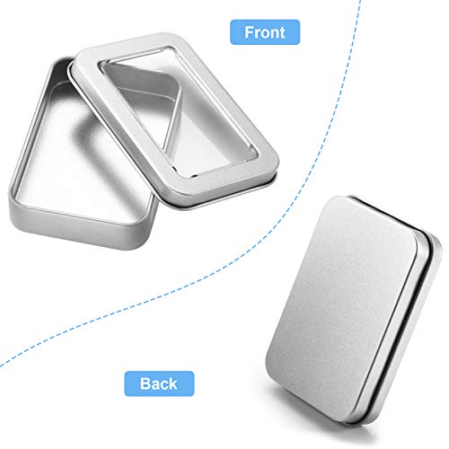 image for TecUnite Metal Tin Box Metal Tins With Lids Clear Top Tins Box Empty S