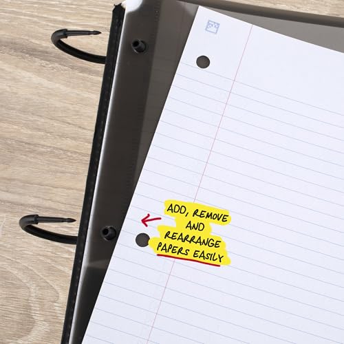 Image of Five Star Flex Refillable Notebook + Study App 1 Inch O-Rings Binder with Pockets Tabs and Dividers, 220 Sheet Capacity, Includes 60 Sheets 8.5 inch x 11 inch College Ruled Paper, Prom Pink (293280R)