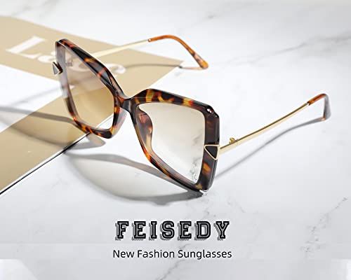 FEISEDY Fashion Cat Eye Sunglasses for Women Retro Vintage Trendy Butterfly Sun Glasses B28103