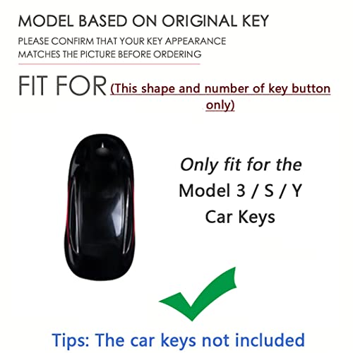 Sanrily Aluminum Alloy Frame & Genuine Leather Smart Key Fob Cover For Tesla Model S Model Y & Model 3 Keyless Full Protector Key Case With Keychain White #TOP1