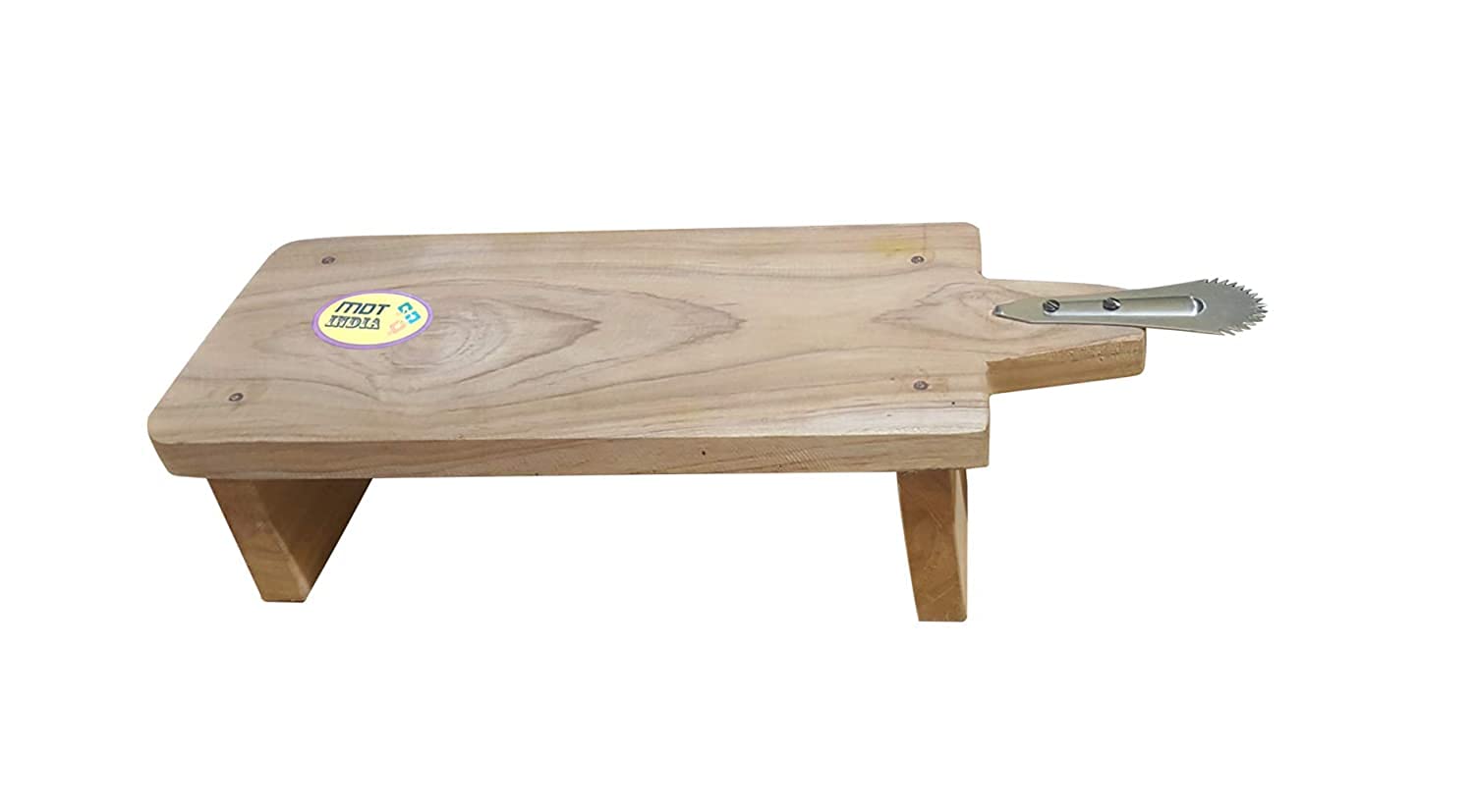 MDT India Stool Type Wooden Coconut Scraper Combo (Coconut Scraper - 9.5 CM)