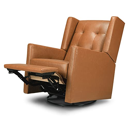 Davinci Maddox Recliner And Swivel Glider In Vegan Tan Leather, Greenguard Gold & Certipur-Us Certified #TOP7