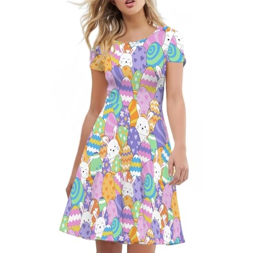 Image of Biyejit Women's Summer Casual Short Sleeve T-Shirt Swing Dress Crew Neck Plus Size S-4XL