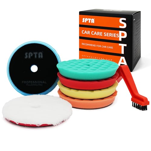 Polishing Pads, 5Pc 6 Inch 150mm Orbital Buffer Polisher Pads and 1Pc Microfiber Buffing Pads, Foam Polish Pad for Compounding, Polishing and Waxing, for 6''/150mm Backing Plate Car Polisher -TPPMIX