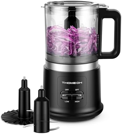 Food Chopper, 4 Cup Fast Food Processor, Electric Meat Grinder with 2 Speed, 4 Stainless Steel Blades, and Whisk, 400W Power for Chopping, Mixing, Emulsifying, Puree and Whisking, BPA-Free