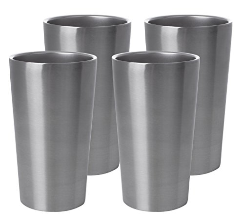 Maxam Kitchen Utensil 4 Piece Double Wall Stainless Steel Tumbler Set 13 oz Silver