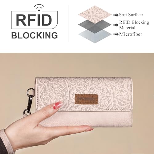 montana west x wrangler western wallets for women trifold wristlet wallets large capacity women clutch wallet with coin purse