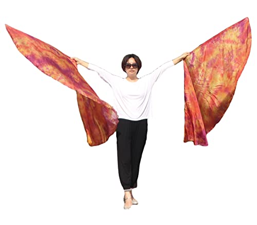 Winged Sirenny 70" Worship Silk Angel Wing with Flex Rods, Circular Feather Light Fluid Silk Flag Banner (Copper)