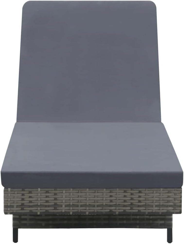 Sun Lounger with Wheels and Cushion,Patio Furniture,Outdoor Seating,Lounge Chair,Outdoor Lounge Chairs,for Outside,Patio,Yard,Lawn,Beach,Sunbathing,Pool, Poly Rattan Anthracite