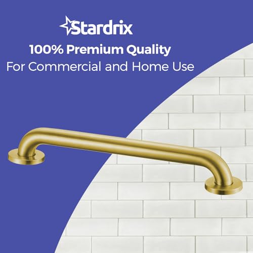 Stardrix 18-Inch ADA Compliant Grab Bar, 1.5" Diameter, Concealed Mounting Flanges, Handicap Friendly, Commercial & Residential Bathrooms, Brushed Gold Stainless Steel by stardrix - Used condition - Image 7