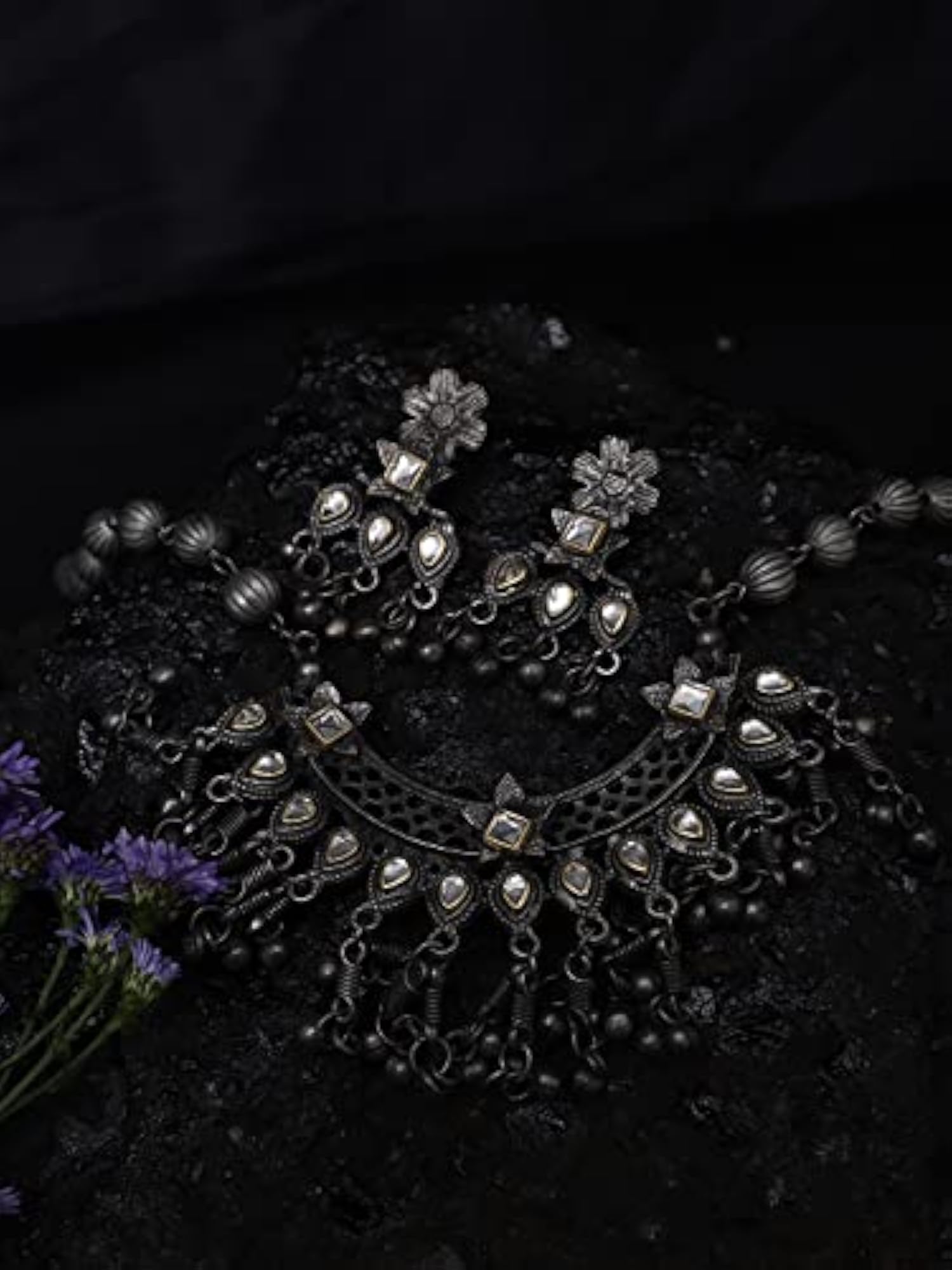 Oxidised Necklace Set with Earrings (Style 3)