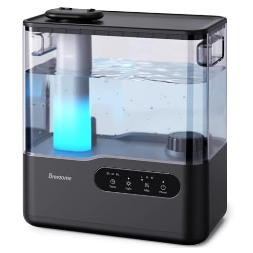 BREEZOME 5L Humidifiers for Bedroom Large Room, 36H Top Fill Cool Mist Humidifier with Essential Oil Tray, 7-Color Mood Light, Timer, Quiet Ultrasonic Humidifier for Home, Baby Nursery, Plants