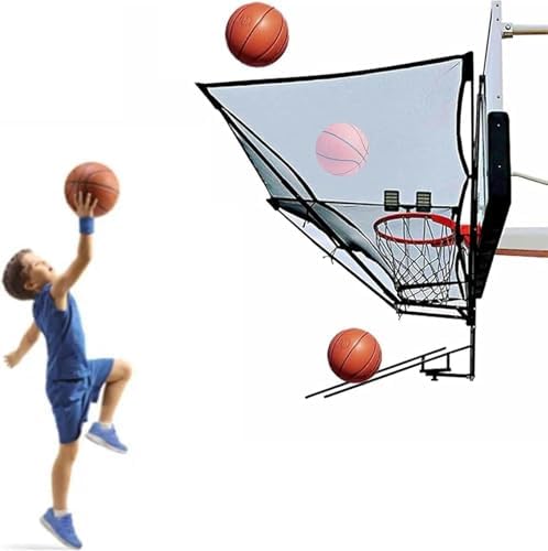 Hanging Basketball Return，Basketball Shot Returner,Portable Assist Shooting Basketball Rebounder Device Ball Return Training Aid, Hanging Metal Basketball Return System, Easy Set Up, for THR