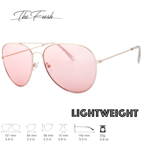 Image of The Fresh Classic Aviator Frame Light Color Lens XL Oversized Sunglasses Gift Box