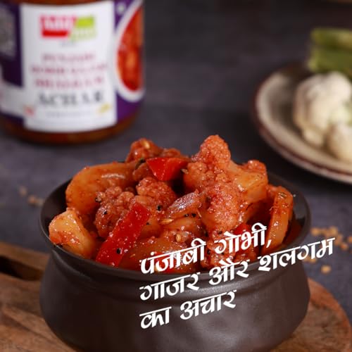 Image of Add me Sweet Mixed Pickle of Gobhi gajar Shalgam Pickles 1.2kg Punjabi Pickles. Sweet & Sour Mix achar of Carrot, Turnip & Cauliflower with Onion & Garlic 2 x 600gm achaar