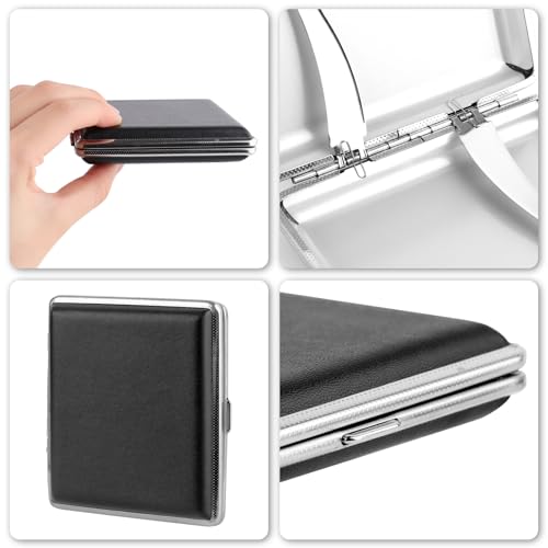 3 Stück Zigarettenetui Leder Metall,Zigarettenetui aus Leder und Metall,PU Zigarettenschachtel für 20 Zigaretten, Zigarettencase mit Schnappverschluss,Zigarettenbox für Hosen und Hemdtaschen