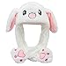 Focupaja Beweglicher Ohr-Kaninchen-Hut Moving Kaninchen Hut Hasenohren Hut Lustige Spielzeug Bunny Hat für Frauen und Jugendlich Plüschtier（Weißer Hase）