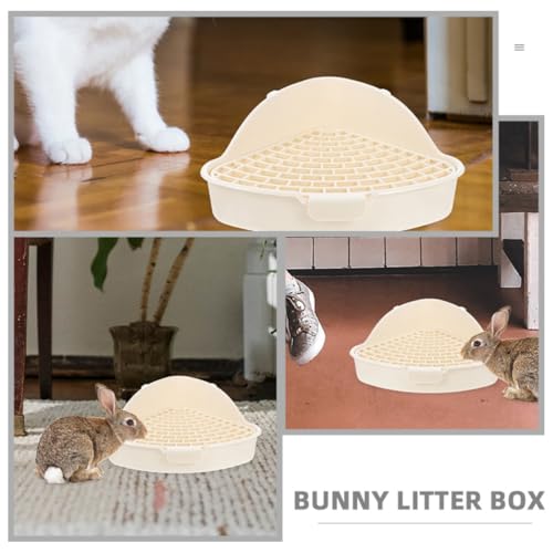 Arenero triangular para conejos LALADEFIEE contenedor higiénico de plástico blanco pack de 2 6