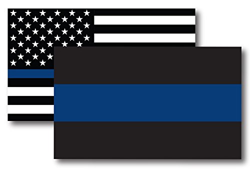 Magnet Me UpThin Blue Line and Thin Blue Line American Flag Magnet Decal, 3x5 Inches, 2 Pack, White, Black, and Blue, Heavy Duty Automotive Magnet for Car Truck SUV