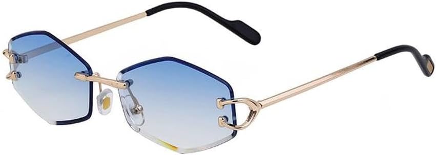 Small Rimless Hexagon Sunglasses Women Men Luxury Vintage Rhombus Sun Glasses For Ladies Metal Shades Eyewear UV400