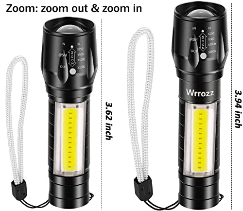 Wrrozz Led Flashlight Rechargeable Usb Torch Mini Small Light Super Bright Handheld Tiny Portable Pocket Flash Light With Cob Side Searchlight High Lumens Zoomable Emergency Camping Accessories 2 Pack #TOP2