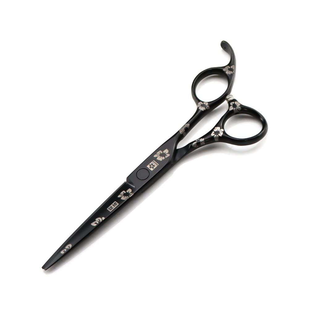Ciseaux de coiffure professionnels en acier inoxydable, 6 pouces, en acier 440C japonais, motif fleur noire, for coupe de cheveux, ciseaux de coiffure