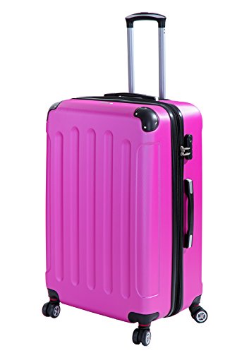 Preisvergleich Produktbild P-Collection Koffer Trolley Handgepäck Reisekoffer Hartschalenkoffer Zwillingsrollen M-L-XL-Set Dehnungsfuge 5 Farben (Pink Größe XL)